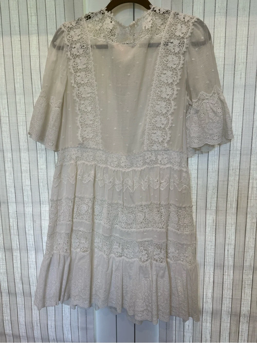 Rebecca Taylor Cream Lace Tiered Midi Dress - Picture 2 of 2